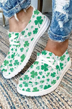 绿色 St. Patricks 三叶草印花帆布便鞋