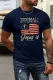 蓝色美国国旗十字标语印花男士图案 T 恤