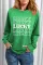 绿色 Lucky字母印花圆领长袖套头衫