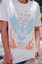 白色 NASHVILLE 1982 鹰图案印花休闲 T 恤
