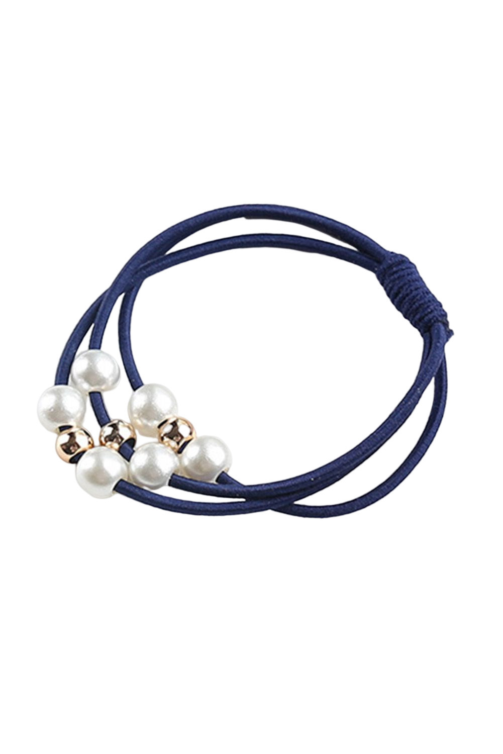 蓝色珍珠串珠装饰高弹力发圈 BH041486