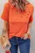 橙色圆领短袖破洞设计休闲女士T恤衫