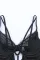 黑色蕾丝缎面镂空系带连体内衣
