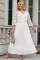 白色蕾丝扇形 V 领 3/4 袖百褶薄纱加长裙