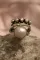 银色复古珍珠镶嵌开口戒指