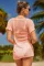 粉色宽松版型口袋短袖沙滩罩衫