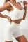 白色 2 件套纯色罗纹针织瑜伽套装