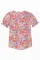 多色混合花卉图案泡泡袖衬衫