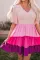 粉色休闲拼色层接式连衣裙