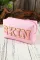 粉色 SKIN 刺绣贴片拉链化妆包 19*7*12cm