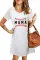 白色休闲棒球图案 MAMA 时尚 T 恤连衣裙