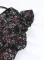 黑色多色花卉荷叶边短款上衣和超长半身裙套装