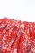 红色花卉荷叶边短款上衣和超长半身裙套装