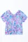 天蓝色宽松彩绘花卉 T 恤
