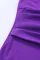 紫色大码修身喇叭形褶皱 V 领长连衣裙