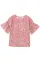 粉色豹纹斑点荷叶边袖 T 恤