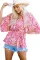 波西米亚风花卉印花束腰女式衬衫