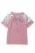 粉色系带豹纹袖 T 恤