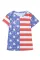 条纹美国国旗印花做旧圆领 T 恤