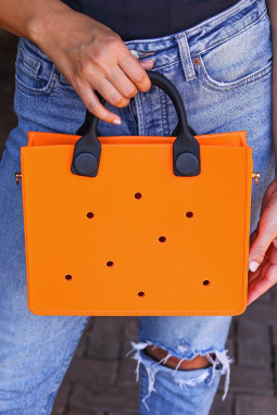 Orange Square Shape Round Handle Bag 28*8*22cm