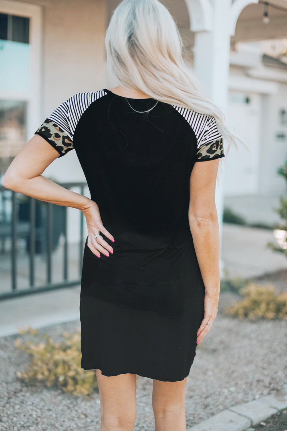 Black American Flag Sunflower Contrast Sleeve Dress LC6116529