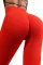 红色皱褶提臀高腰运动紧身裤