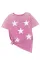 粉色休闲宽松星星图案 T 恤