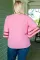 粉色大码网眼条纹喇叭袖衬衫