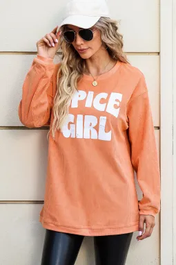 橙色休闲 SPICY GIRL 图案卫衣