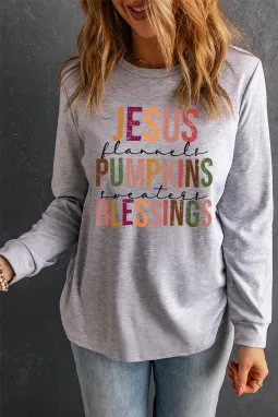 灰色 JESUS PUMPKINS BLESSINGS 长袖 T 恤