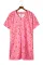 粉色豹纹印花 V 领直筒 T 恤连衣裙