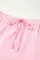 粉色拼色层叠抽绳高腰长裙