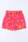 粉色花卉印花抽褶腰短裤