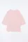 粉色罗纹卷边袖胸袋超大宽松上衣