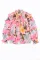 粉色花卉印花分层荷叶边长袖衬衫