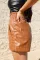 棕色贴袋人造皮革高腰短裤