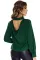 绿色背面镂空褶饰小高领女衫