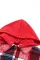 红色连帽格子纽扣夹克衫