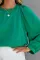 绿色缎面泡泡长袖圆领衬衫