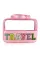 浅粉色 TRAVEL 雪尼尔字母透明 PVC 化妆包