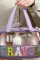 紫色 TRAVEL 雪尼尔字母透明 PVC 化妆包