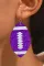 紫色亮片橄榄球吊式耳环