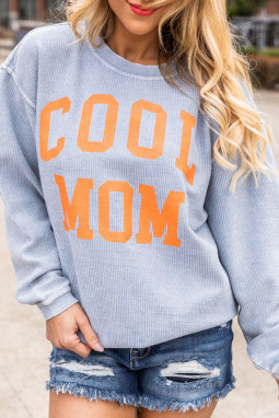 灰色 Cool Mom 图案印花套头衫