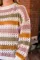 多色条纹镂空针织宽松毛衣