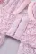 粉色蕾丝网布对比露背娃娃装套装