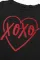 黑色 XOXO 心形印花长袖上衣