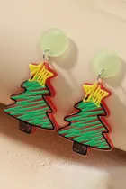 绿色圣诞树亚克力耳钉