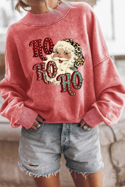 Red HO HO HO Santa Claus Graphic Sweatshirt