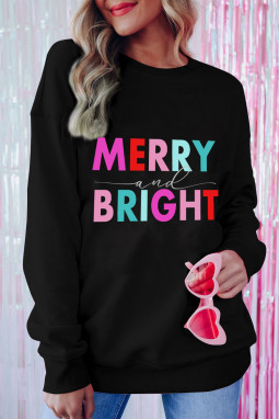 黑色休闲 MERRY 和 BRIGHT 图案套头衫
