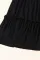 黑色大码条纹豹纹贴袖荷叶边叠层连衣裙